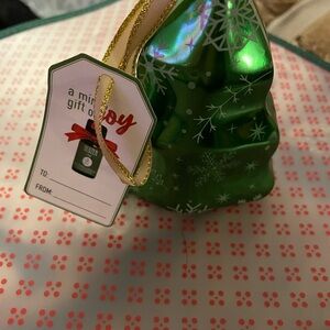 Green Christmas Tree Tin with Snowflakes